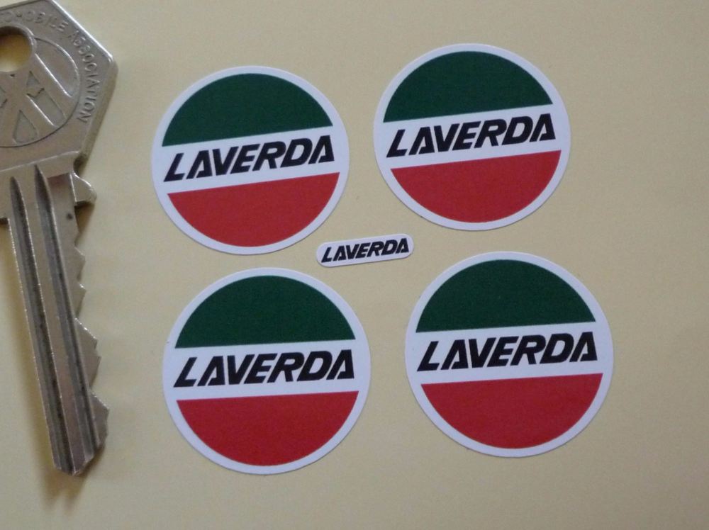 Laverda Circular Logo Stickers. Set of 4. 25mm.
