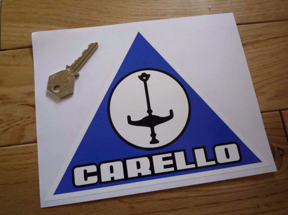 Carello Blue Triangular Shaped Sticker. 7.5