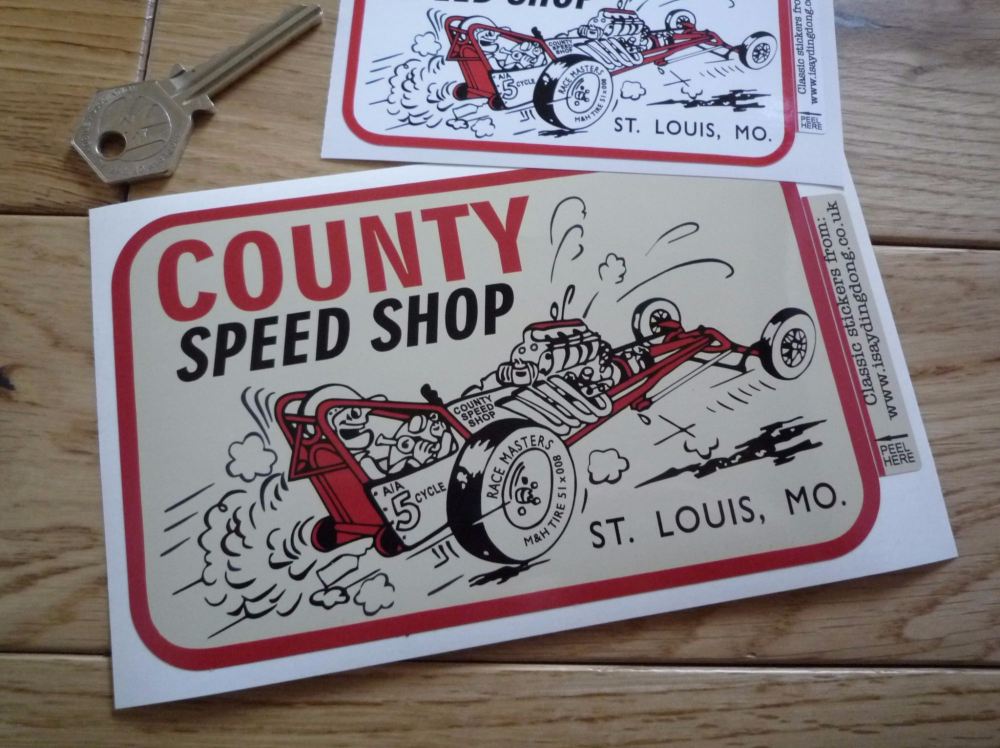 County Speed Shop St. Louis, Missouri Sticker. 4" or 6".