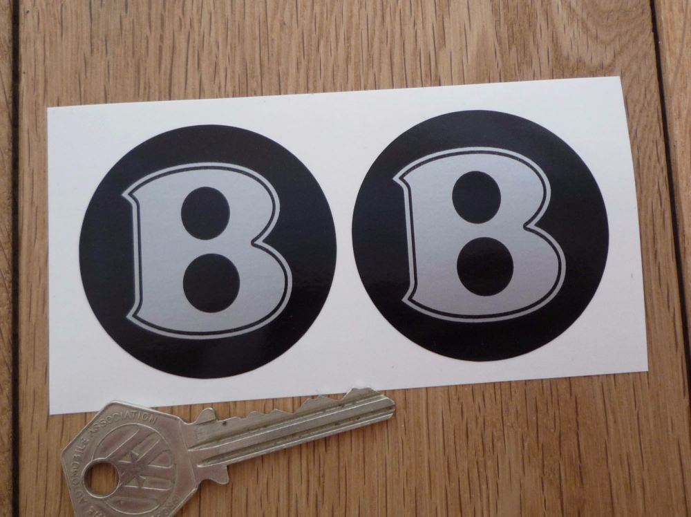 Bentley Black & Silver Wheel Centre Style Stickers. 50mm Pair
