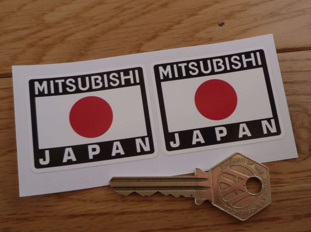 Mitsubishi Japan Hinomaru Style Stickers. 2" Pair.