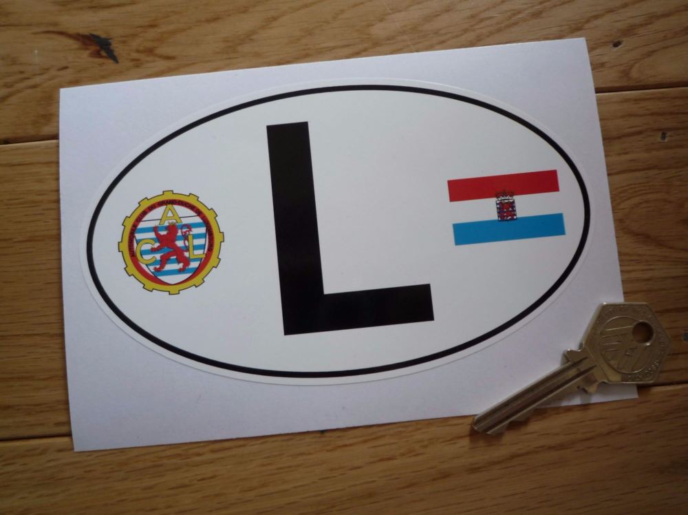 L Luxembourg ACL Crest &  Lëtzebuerger Flag ID Plate Sticker. 6