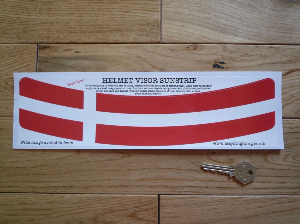 Denmark Scandinavian Cross Flag Helmet Visor Sunstrip Sticker. 12".