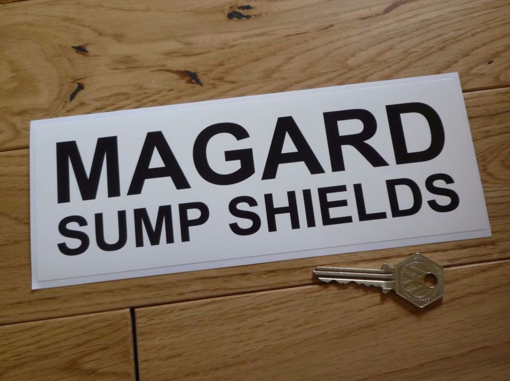 Magard Sump Shields Black & White Oblong Sticker. 9".
