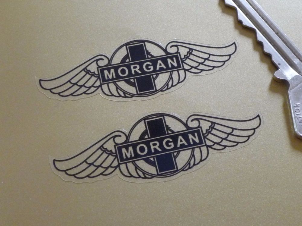 Morgan Black & Clear Winged Logo Stickers. 2.5