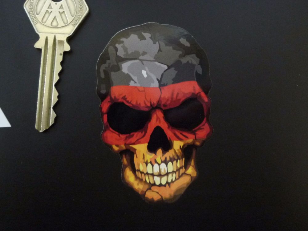 Skull in Germany Tricolour Flag Style Sticker. 4