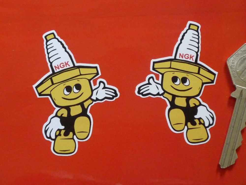 NGK Spark Plug Little Man Stickers - 1", 1.75", 2.5", or 6" Pair