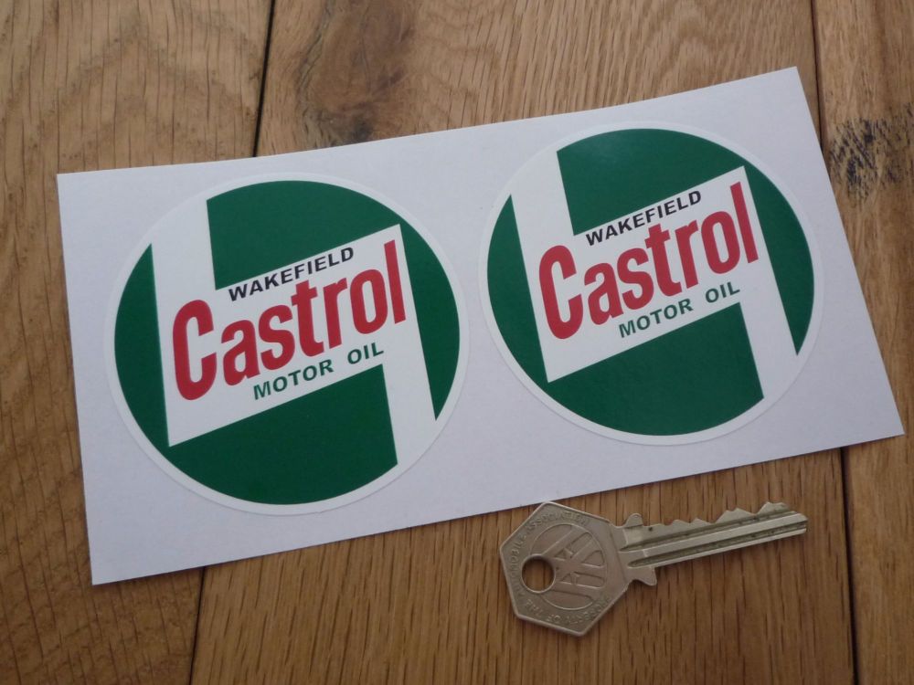 Castrol Wakefield '58 Onwards Stickers. 3", 4" or 6" Pair.