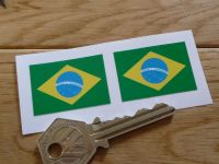 Brazilian Flag Stickers. 35mm Pair.