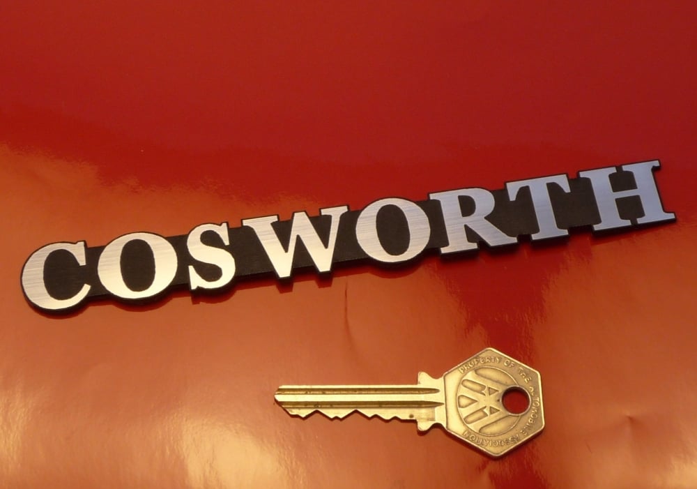 Cosworth Text Style Laser Cut Self Adhesive Car Badge. 3.5" or 6".
