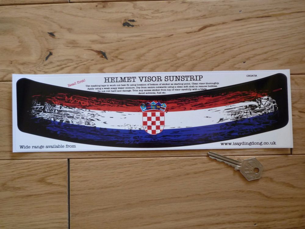 Croatia Flag Worn & Distressed Style Helmet Visor Curved Sunstrip Sticker. 