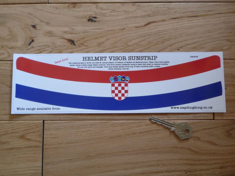 Croatia Flag Helmet Visor Curved Sunstrip Sticker. 12".