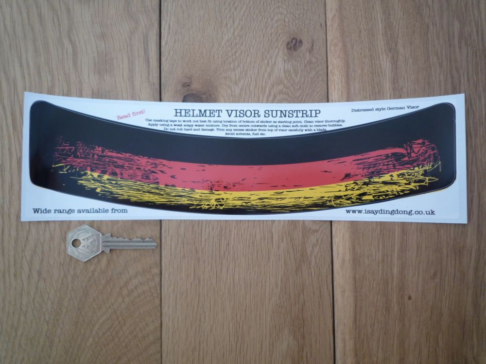 Germany Tricolore Worn & Distressed Style Helmet Visor Sunstrip Sticker. 12