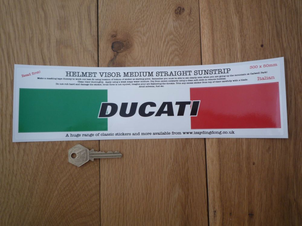 Ducati Helmet Visor Straight Sunstrip Sticker. 12". 50mm Tall.