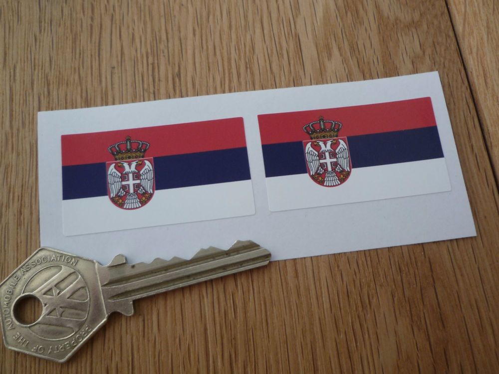Serbia Flag Stickers. 45mm Pair.