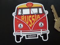 Russia Soviet Union USSR Style Volkswagen Campervan Travel Sticker. 3.5