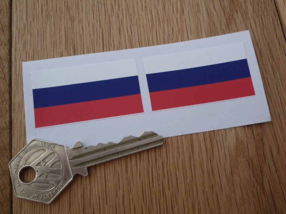 Russia Flag Stickers. 45mm Pair.