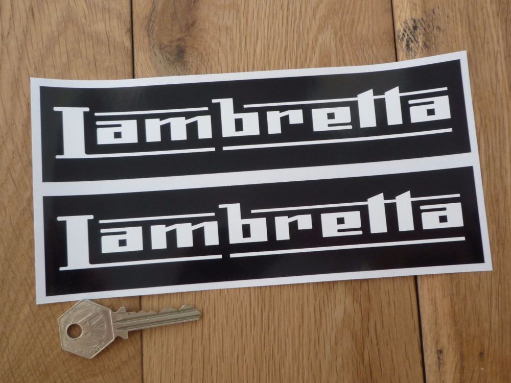 Lambretta Black & White Oblong Stickers. 4