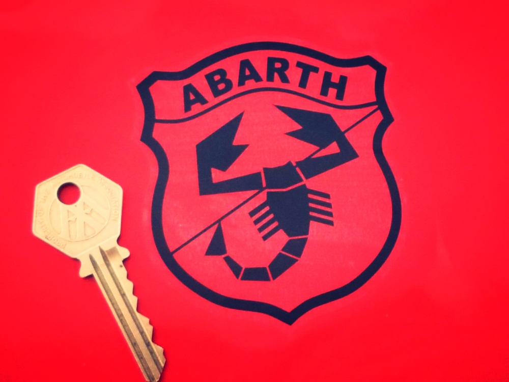 Abarth Shield Black & Clear Sticker. 3.5".