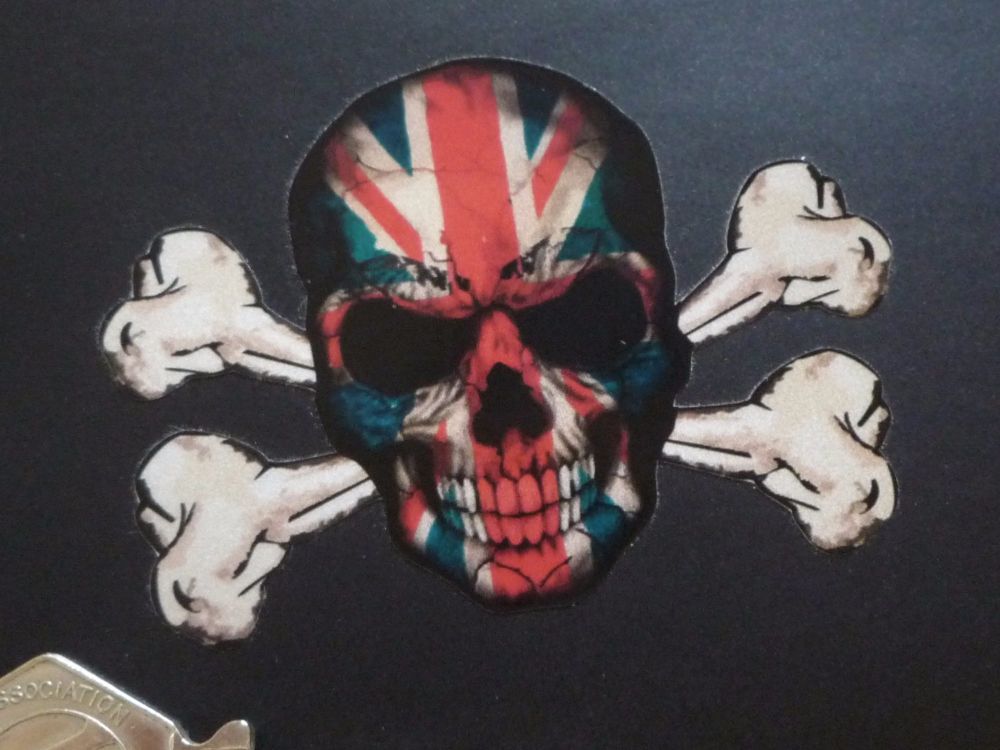 Union Jack Reflective Style Skull & Crossbone Sticker. 3