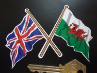 Crossed Union Jack & Welsh Dragon Flag Sticker. 4