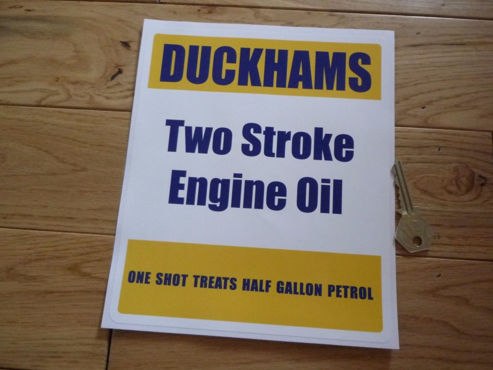 Duckhams Two Stroke Pump Engine Oil Style Sticker. 8.5".