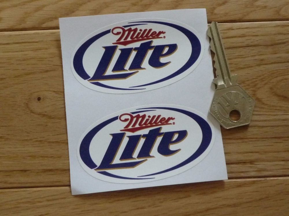 Miller Lite Oval Stickers. 3" Pair.