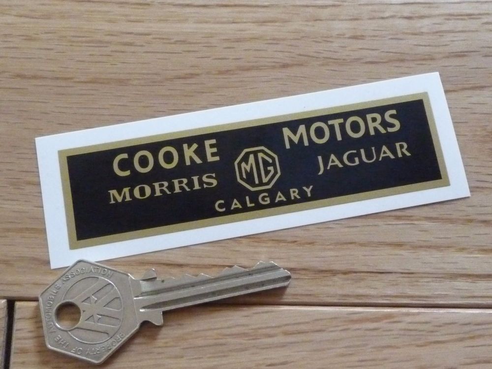 Cooke Motors Calgary. Morris, MG, Jaguar Dealers Sticker. 4