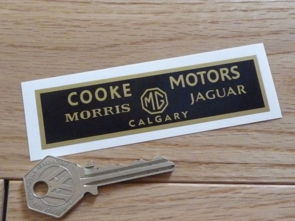 Cooke Motors Calgary. Morris, MG, Jaguar Dealers Sticker. 4".
