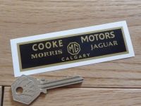 Cooke Motors Calgary. Morris, MG, Jaguar Dealers Sticker. 4".