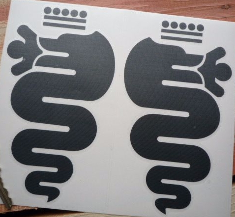 Alfa Romeo Serpent Stickers. Cut Vinyl. 16" Pair.