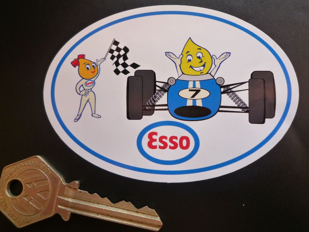 Esso Oil Drip Couple Racing Car Sticker. 4".