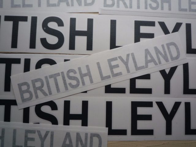 British Leyland Cut Text Stickers. 26" Pair.
