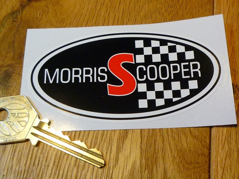 Morris Mini Cooper S Oval Stickers. 4" Pair.