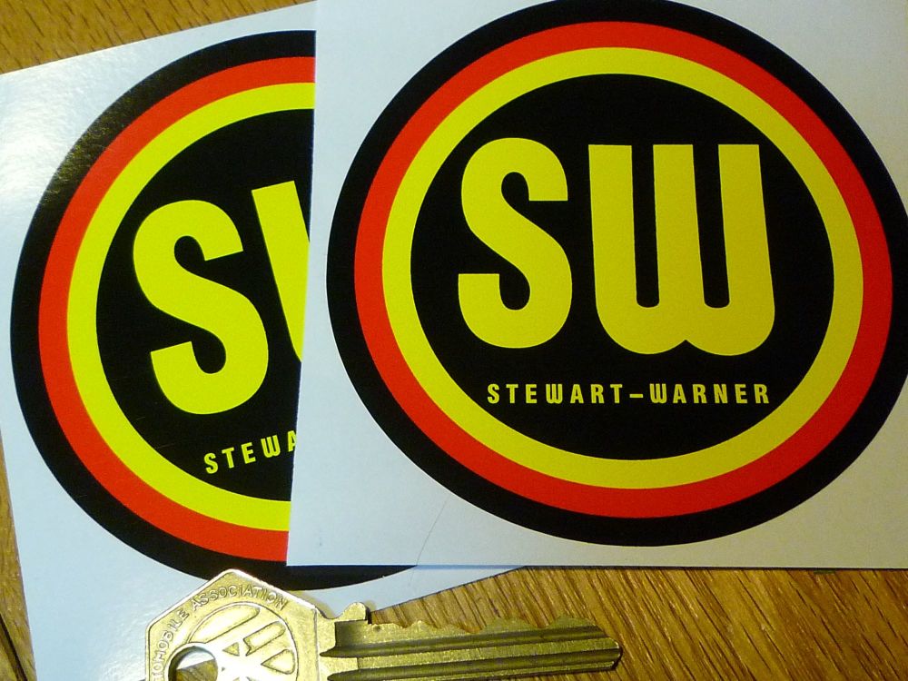 Stewart-Warner Instruments Sticker. 3.5" Pair.