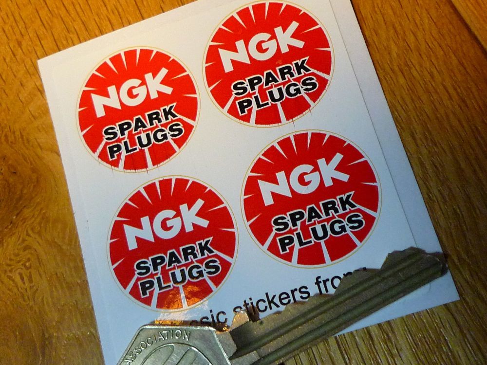 NGK Spark Plugs Round Stickers. Set of 4. 1".