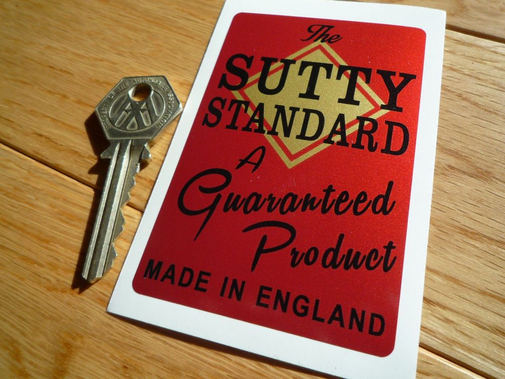Sutty Standard, A Guaranteed Product, Foot Pump Sticker. 3.75".