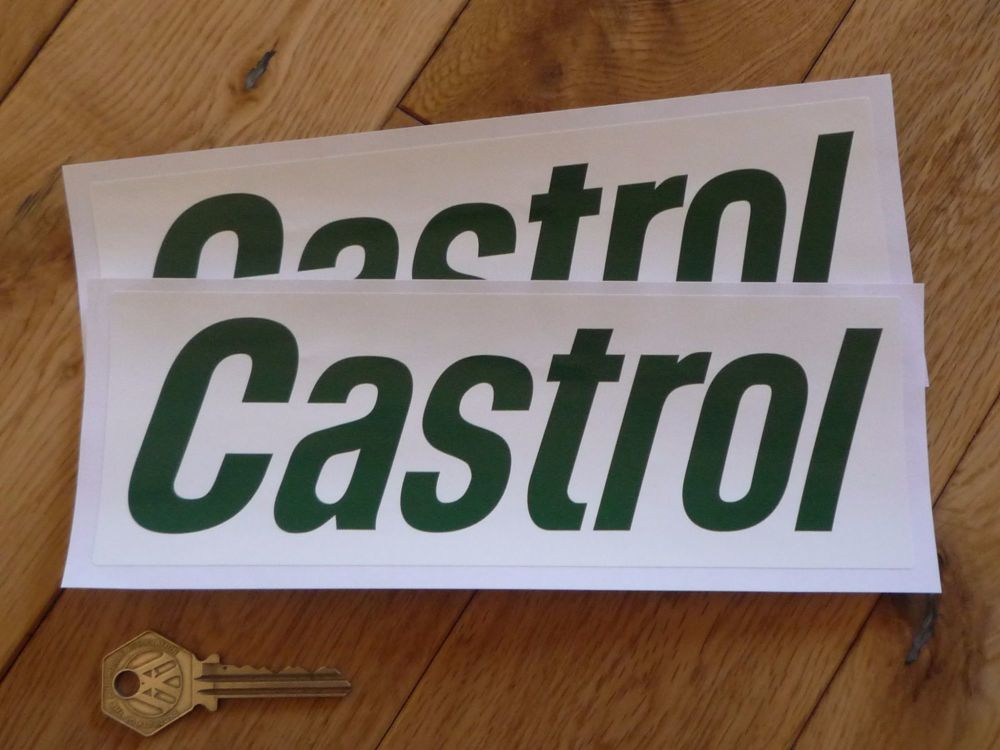 Castrol Printed Text Oblong Stickers - Thick Style - 14" Pair