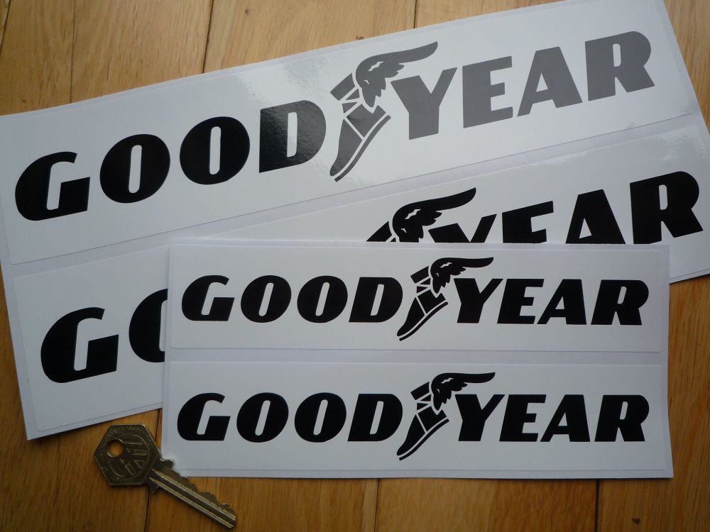 Goodyear Black on White Oblong Stickers. 8