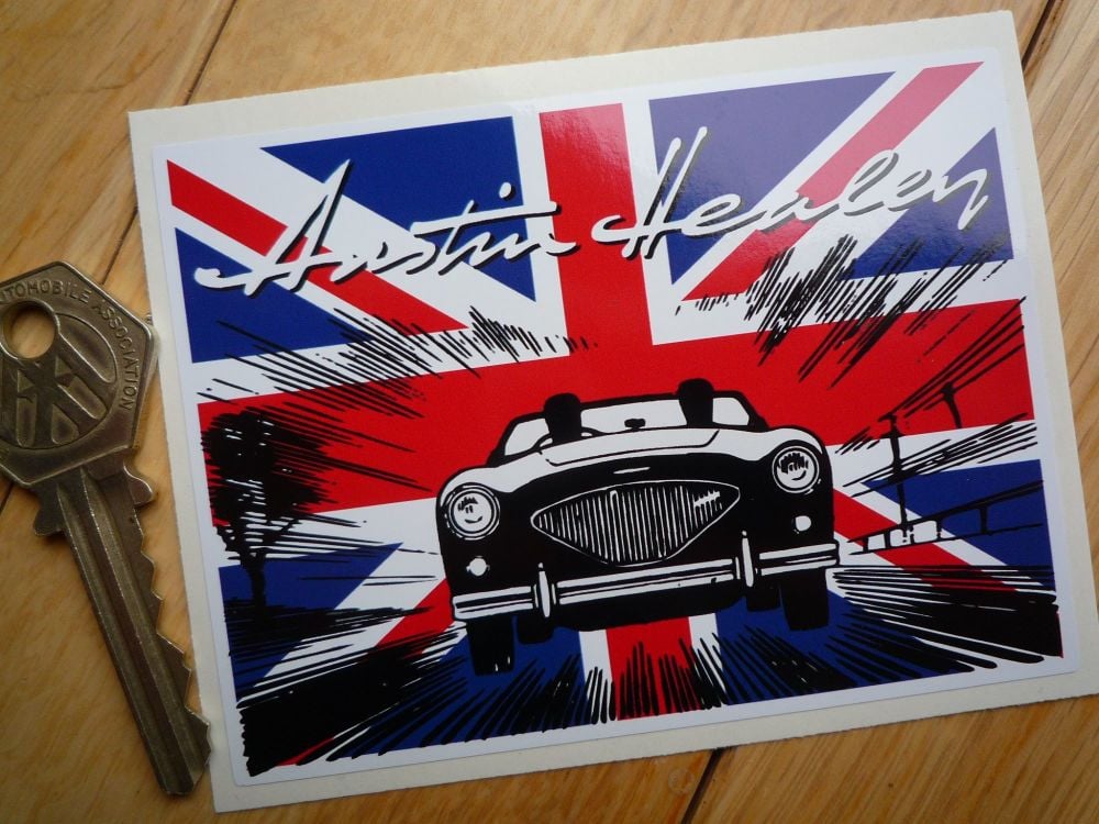 Austin Healey 3000 100-6 etc Union Jack Sticker. 4".