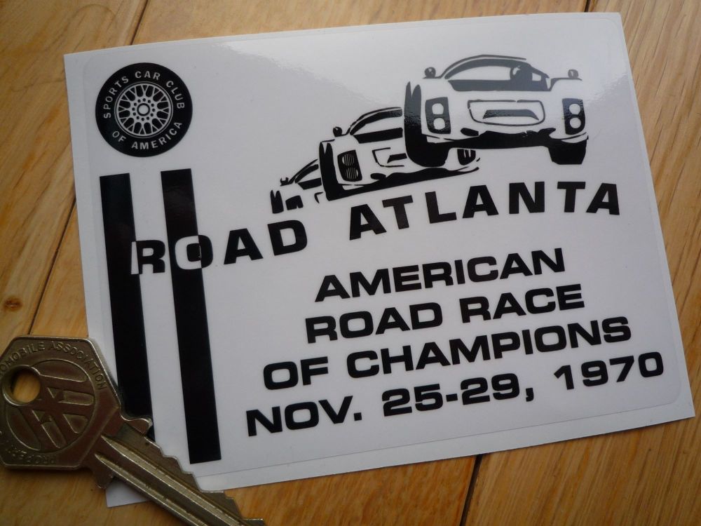 Road Atlanta Oblong Black & Clear Sticker. 4.5".