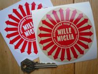 Mille Miglia Radial Arrows style Round Sticker. 3.75