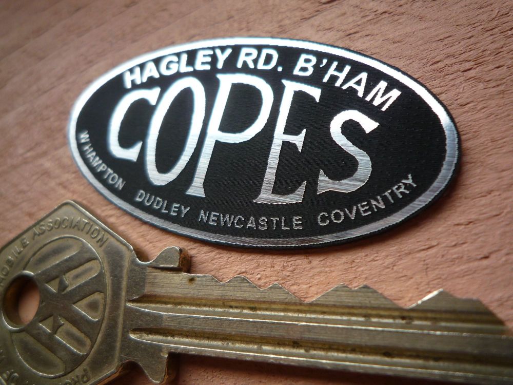 Copes. Hagley Road, Birmingham. Motorcycle Dealers Self Adhesive Badge. 2".