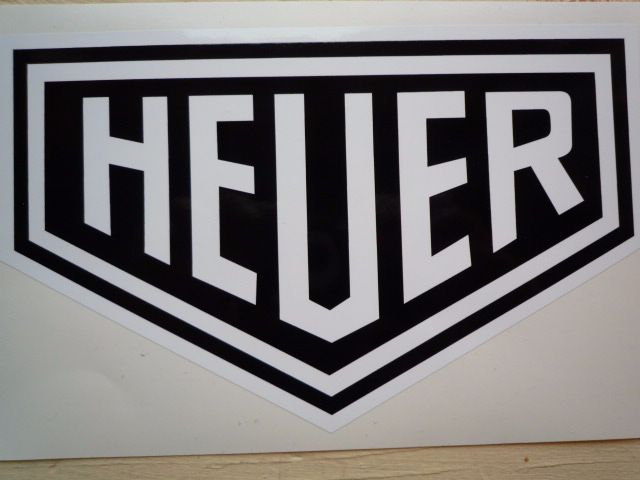 Heuer Plain Style Black & White Sticker. 10" or 12".