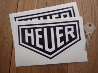 Heuer Plain Style Black & White Stickers Pair. Various Sizes.
