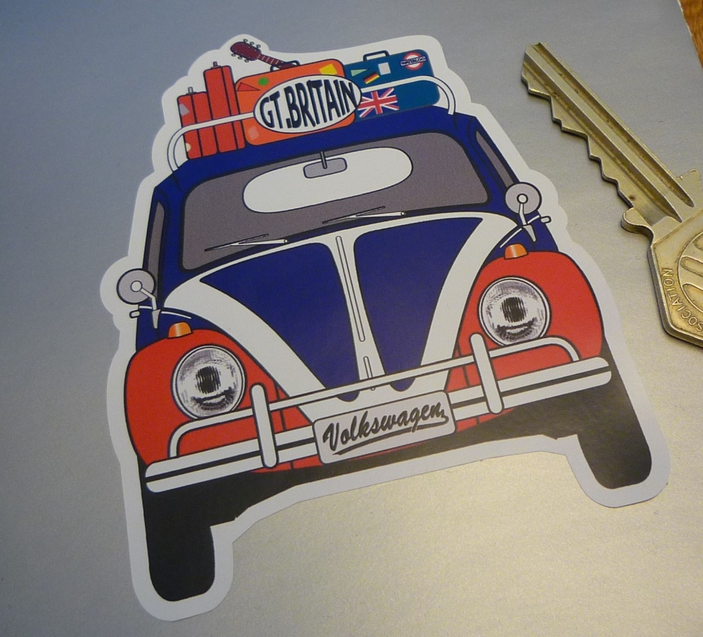 Great Britain Volkswagen Beetle Travel Sticker. 3.5"