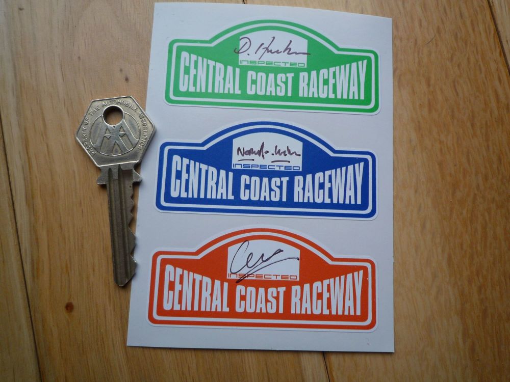 Central Coast Raceway Scrutineers Stickers.  Set of 3 x 3
