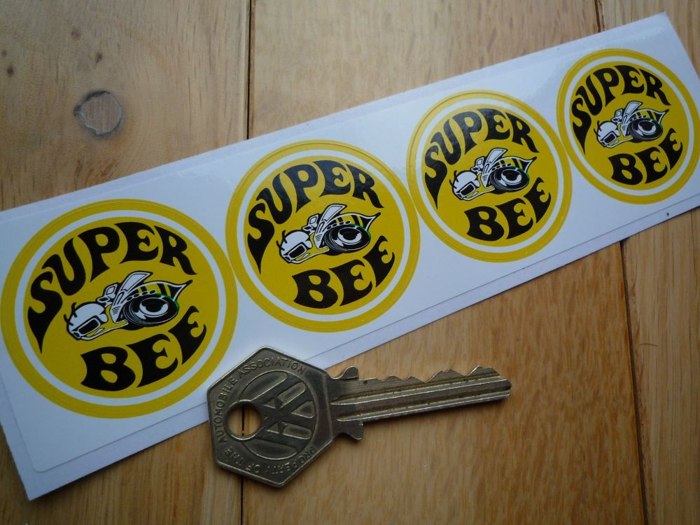 Dodge Super Bee Yellow Stickers set of 4 x 40mm.