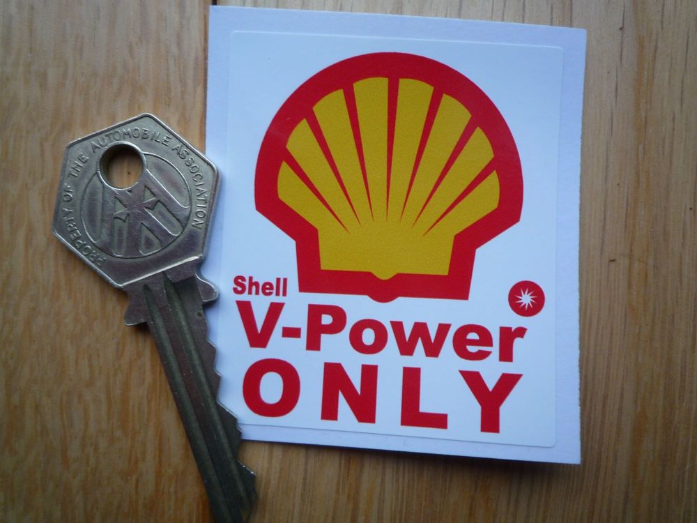 Shell V Power Only Fuel Filler Flap Sticker. 2.25".