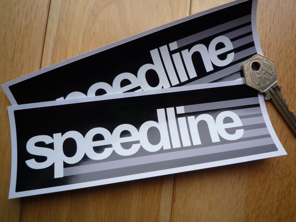 Speedline Black, Grey and White Oblong Stickers. 6" Pair.
